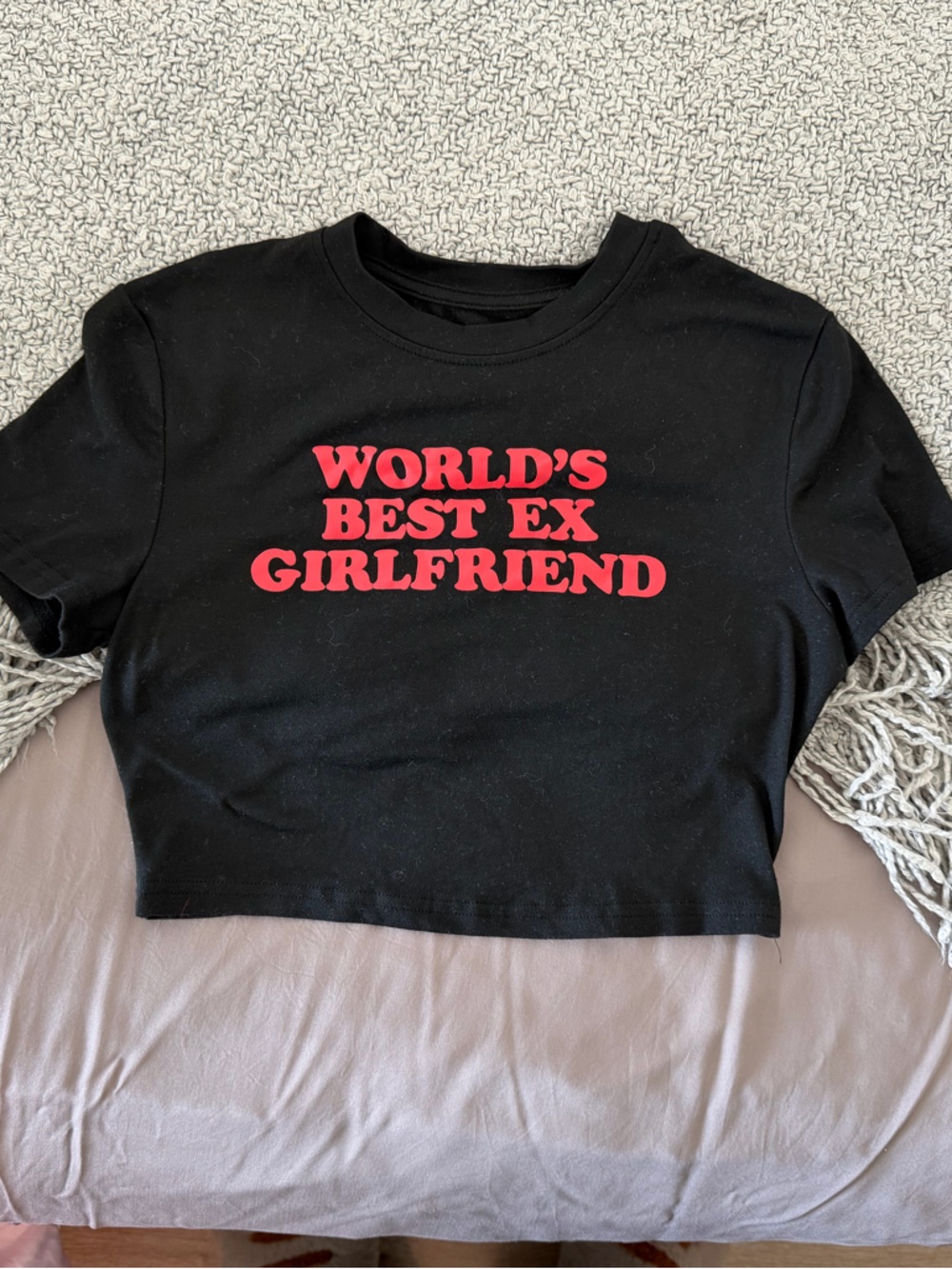 SHEIN Black Tee with Red 'World's Best Ex-Girlfriend' Graphic